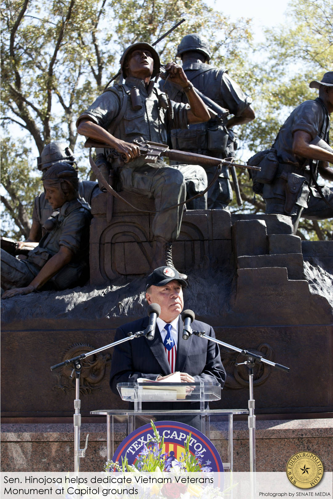 Texas Capitol Vietnam Veterans Monument, created by legislation filed by Sen. Hinojosa, is dedicated to honor fallen heroes from that war