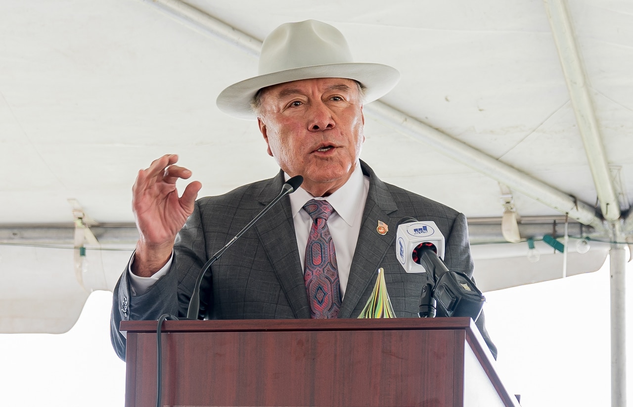 Featured: Sen. Juan “Chuy” Hinojosa, D-McAllen, addressed area leaders on Monday, October 21, 2019, during the first anniversary celebration of the Texas A&M University Higher Education Center at McAllen, located at 6200 Tres Lagos Boulevard. Photograph By NATHANIEL BAEUR