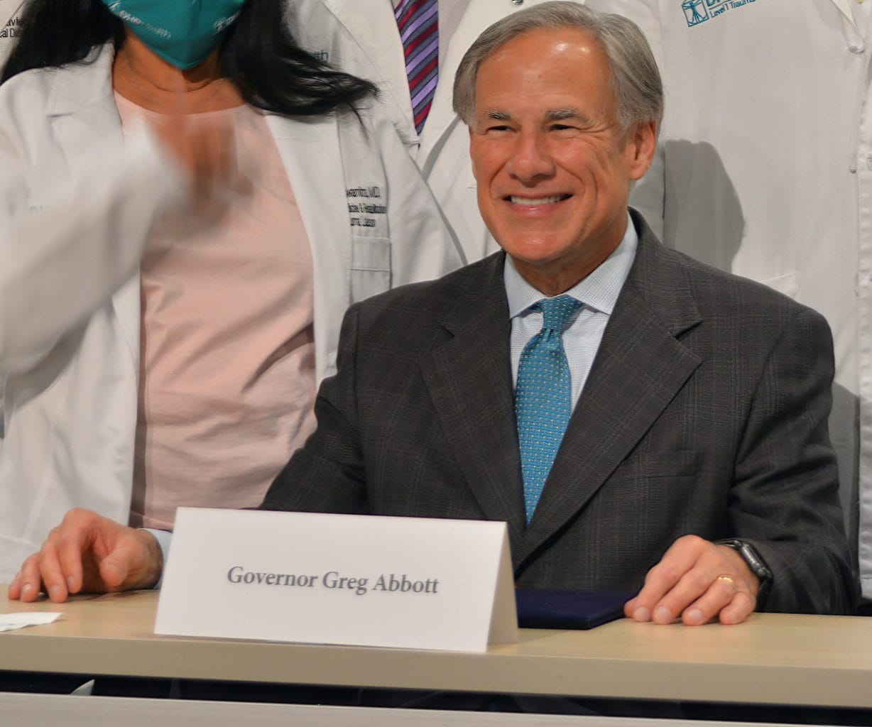 Gov. Greg Abbott, appearing on Thursday, September 9, 2021, addressing physicians, nurses, other medical professionals, and leaders with DHR Health, emergency medical services personnel from South Texas, and the Valley and state news media at the Edinburg Conference Center at Renaissance. Photograph By ANTHONY ACOSTA